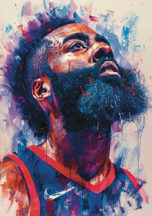 Philadelphia 76ers - NBA - James Harden | Philadelphia 76ers | NBA Graffiti Edition  Limited Edition 2/5 w/COA - 2023 Artwork 