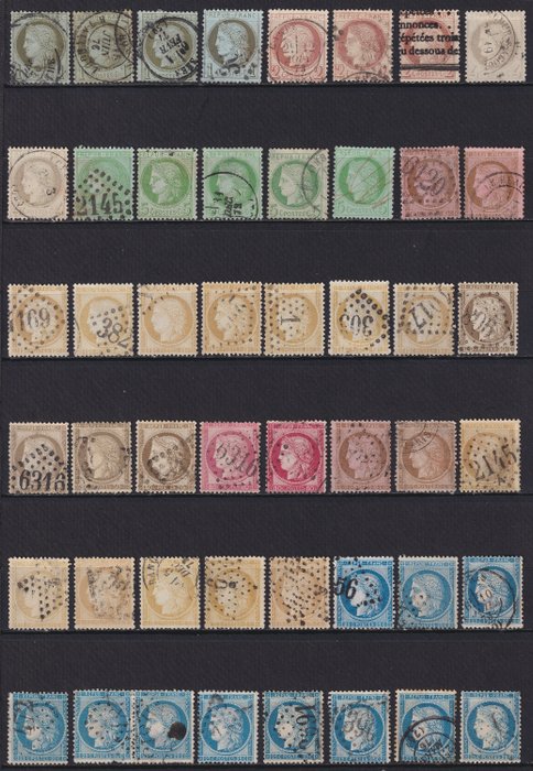 Francia 1871/1873 - Classici “Cérès” 3° Rep. dal n. 50 al n. 60C, obbligatorio. 1a e 2a scelta. Qualità molto bella - Yvert