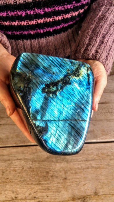 Labradorite 綠松石+寶藍色 - 高度: 15 cm - 闊度: 14 cm- 2327 g