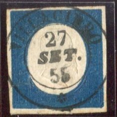Antikke Italienske Stater - Sardinien 1854 - 20 cents 3. nummer annulleret VILLACIDRO 13 point. - Sassone 8