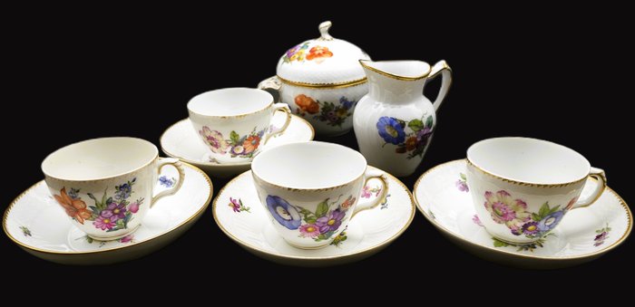 Royal Copenhagen - 整套咖啡杯具 (6) - Saxon Flower - 瓷器