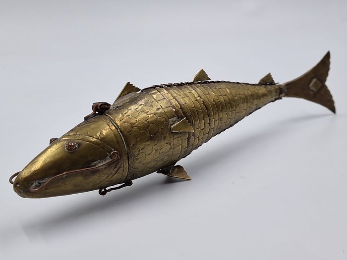 Fűszerdoboz - Besamin (fűszertartály) hal alakú - réz vagy sárgaréz
