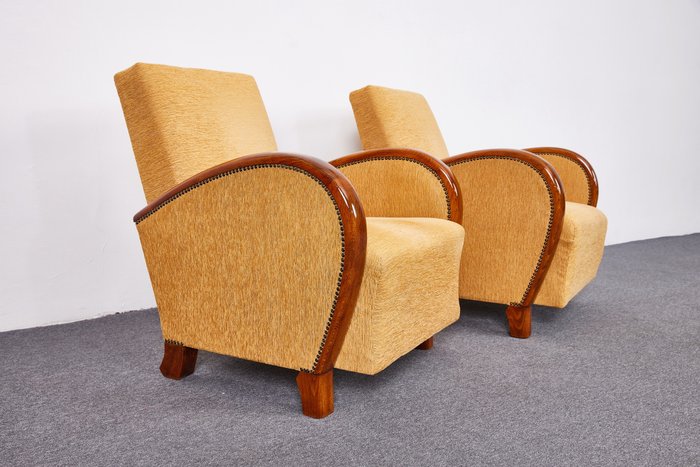 靠背椅 (2) - 胡桃木, 织物