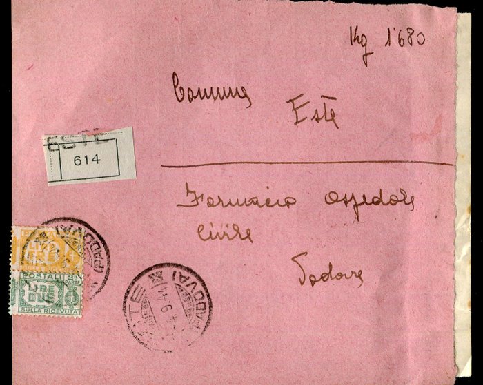 República Social Italiana 1944 - Uso adecuado de sellos de paquetes reducidos a la mitad. - Sassone pacchi postali 31, 32