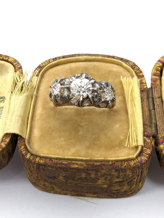Ring Gelbgold, Silber Diamant  (Natürlich) 