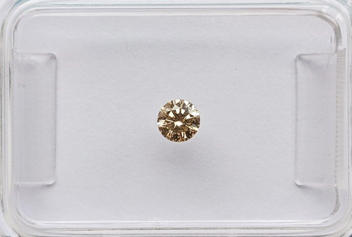 Zonder Minimumprijs - 1 pcs Diamant  (Natuurlijk gekleurd)  - 0.12 ct - Rond Bruin - P1 - International Gemological Institute (IGI)