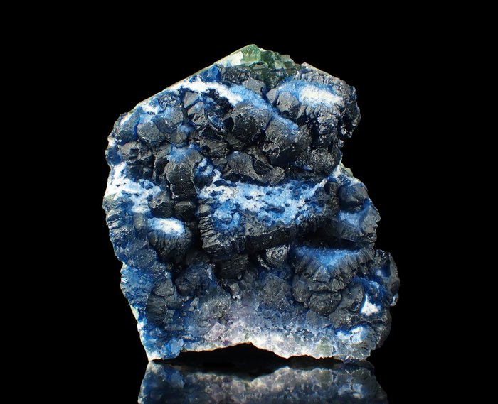 深蓝色萤石 水晶矩晶体 - 高度: 70 mm - 宽度: 62 mm- 196 g
