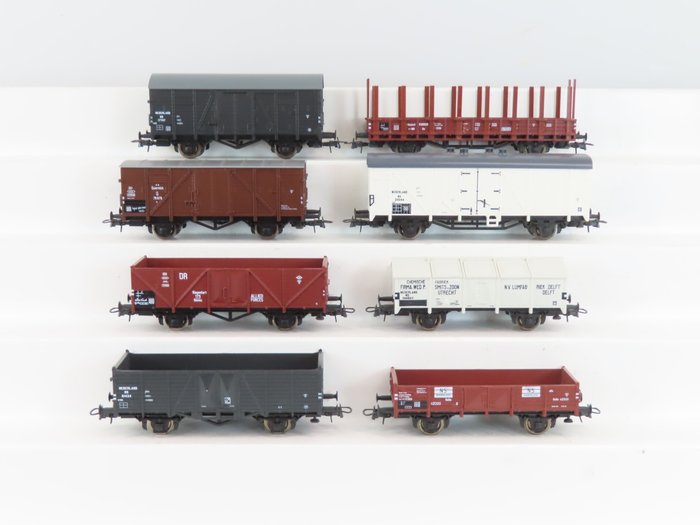 Roco H0 - 67128 - Zestaw modeli wagonu towarowego (1) - Ośmioczęściowy zestaw wagonów towarowych, Era IIIa - DR (DRB), NS, ÖBB