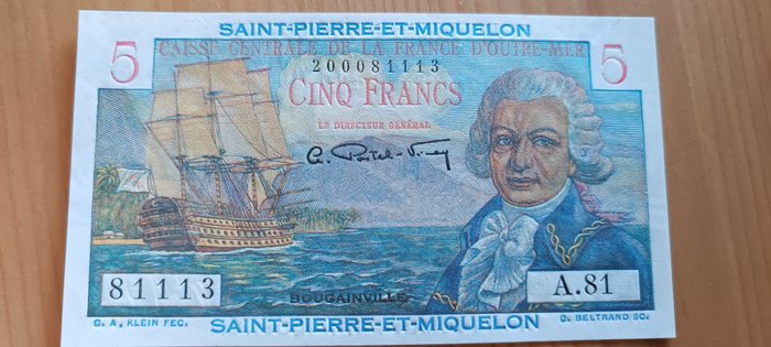 圣皮埃尔和密克隆. - 5 francs ND (1950-60) - Pick 22