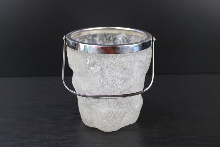 WMF / Geislingen - Ijsemmer -  Art Deco ijsachtige matglazen ijsemmer - Glas, Verzilverd