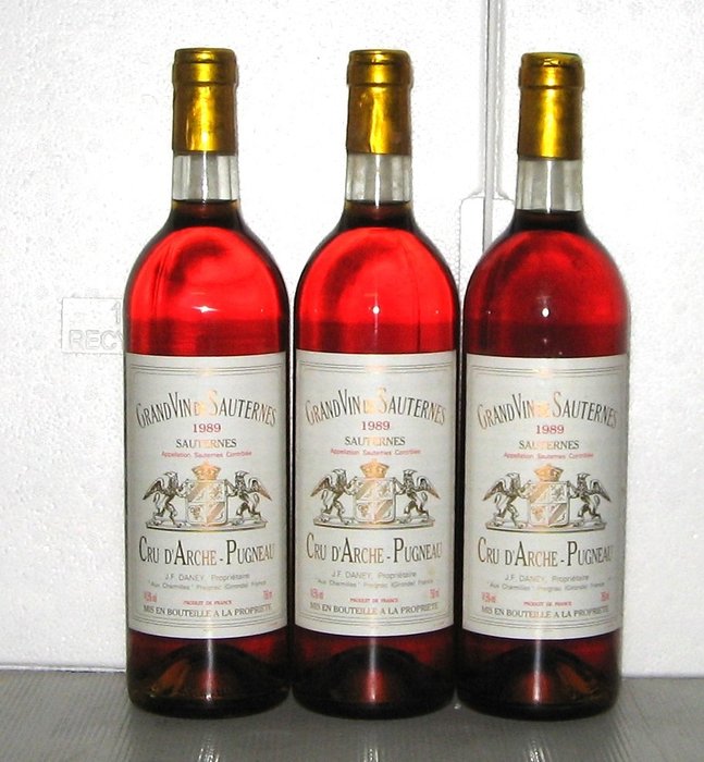 1989 Château Cru d'Arche Pugneau - Sauternes - 3 Flessen (0.75 liter)