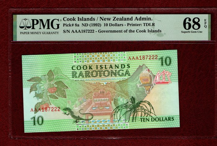 库克群岛. - 10 Dollars ND (1992) - Pick 8a  (没有保留价)