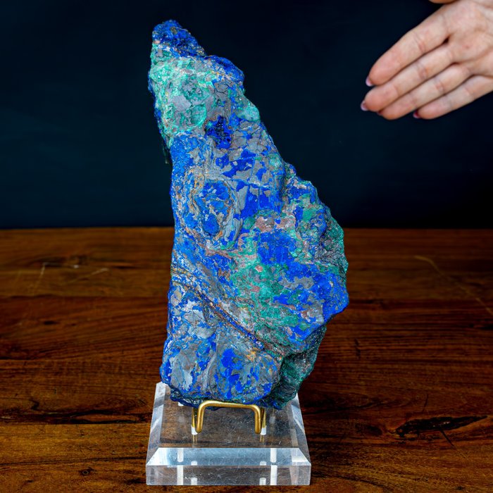 100% 天然未經加工的藍銅礦、孔雀石和矽孔雀石 自由形式- 1057.67 g