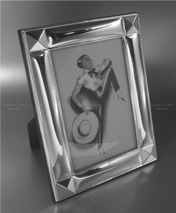 Kuvakehys  - Art Deco -valokuvakehys mahonki tausta - 925 Sterling hopea