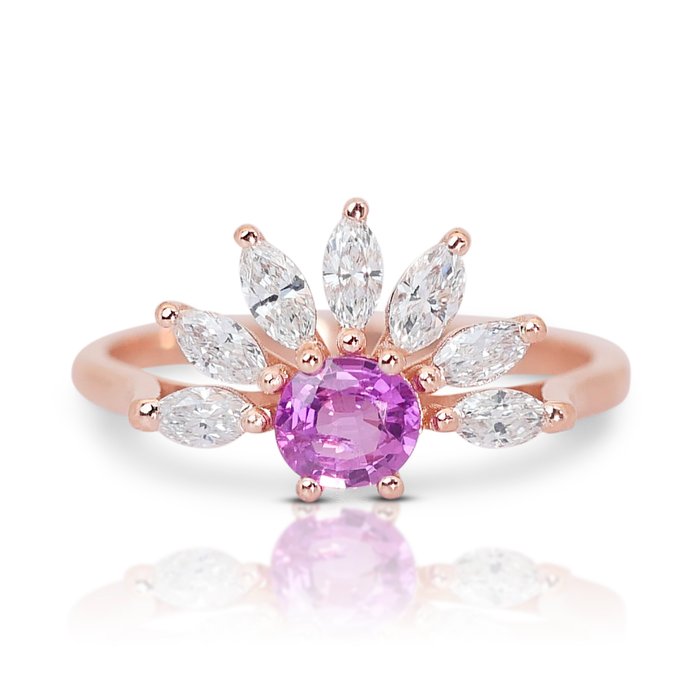 Δαχτυλίδι Ροζ χρυσό Ζαφείρι - Διαμάντι