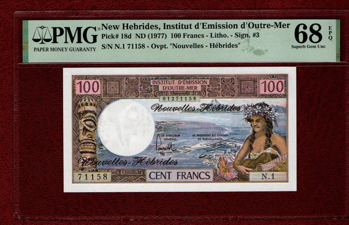 Nye Hebridene. - 100 Francs ND (1977) - Pick 18d  (Ingen reservasjonspris)