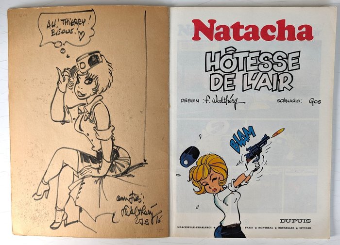 Natacha T1 - Natacha Hôtesse de l'air + dédicace - B - 1 Album - Pierwsze Wydanie - 1971