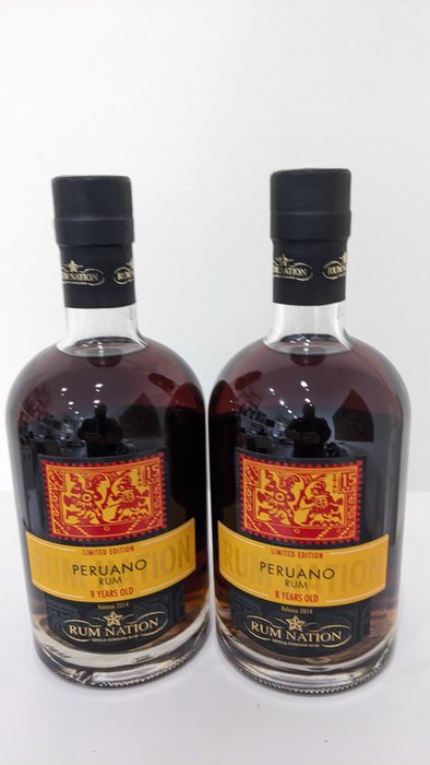 Rum Nation 8 years old - Peruano  - b. 2014 - 70cl - 2 bouteilles