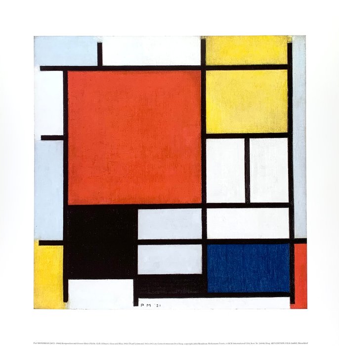 Piet Mondrian - Composition yellow, black, gray, blue