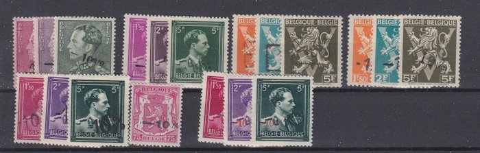 Belgia 1946 - - 10% timbre - OBP 724A/Q , 724R/T , 724W/W