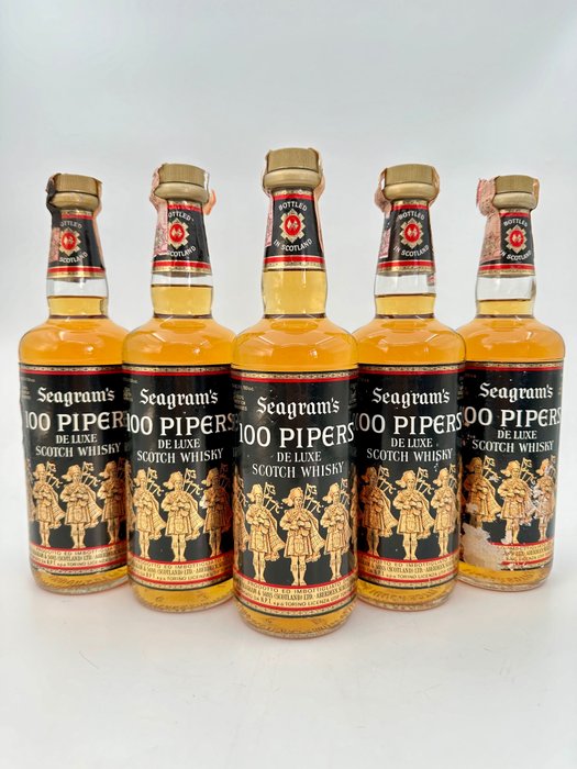 100 Pipers - De Luxe - Seagram's  - b. Década de 1960, Década de 1970 - 75 cl - 5 botellas 