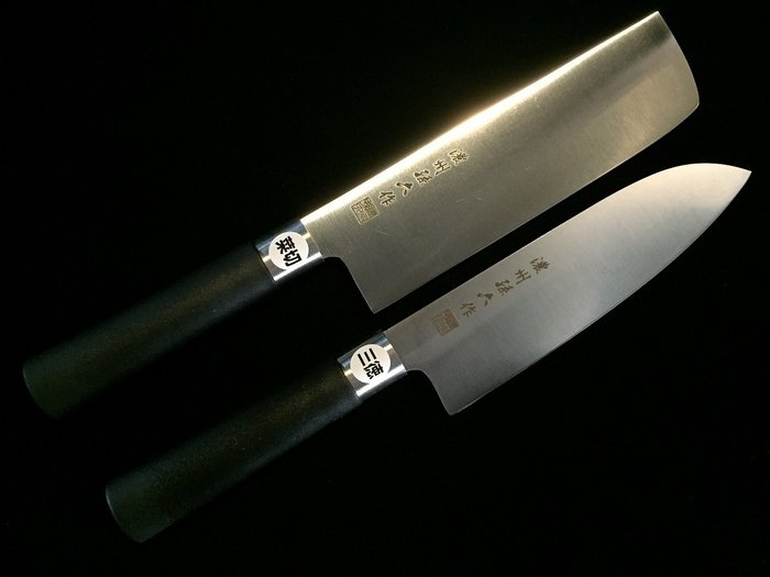 孫六 MAGOROKU / Set of 2 / 三得 SANTOKU 菜切 NAKIRI - Bordkniv (2) - Japansk kjøkkenkniv - Resin, Stål