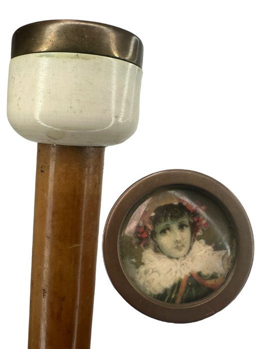 手杖 - “照片手杖”-带有照片的手杖 - 骨, 马六甲和水牛角