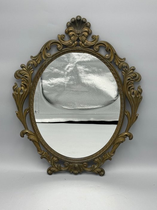 schitterende decoratieve halspiegel - 鏡  - 黃銅