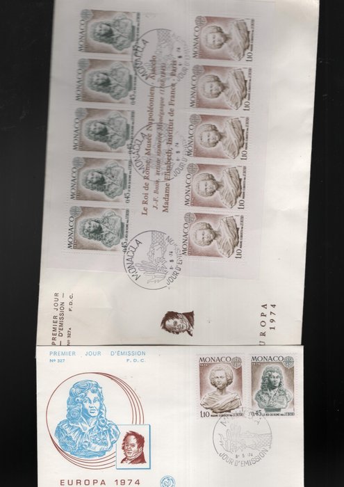 摩纳哥 1974/1988 - 摩纳哥收藏首日封 (FDC) 大部分为方块