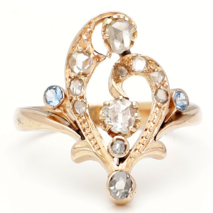 Gyűrű - Rózsa arany Kerek Gyémánt - Spinell 