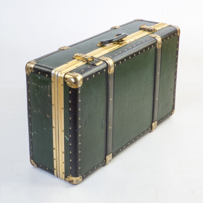 Kasse (1) - Oversøisk kuffert Racing Green - Aluminium, Træ, Materiale