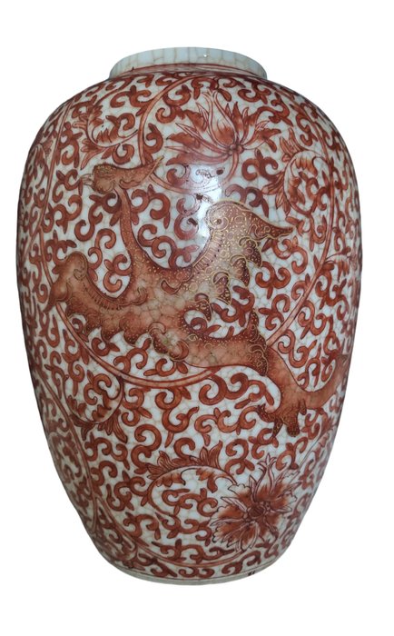 Ingwerglas (1) - Wunderschönes Ingwerglas in Eisenrot mit der Marke 6 Kangxi - Porzellan