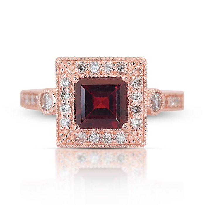 Ingen reservasjonspris - Ring - 14 karat Rosegull -  1.88 tw. Garnet - Diamant - One of a Kind