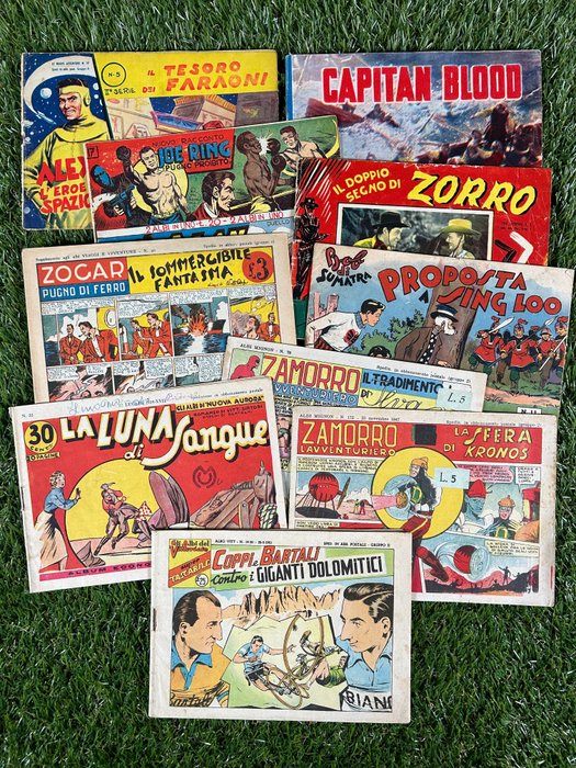 Avventure sportive 10x albi - Zamorro, Joe Ring, Coppi e Bartali, Zogar... - 10 Album - Erstausgabe - 1949