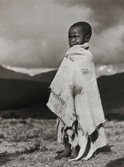 George Rodger (1908–1995)/Magnum Photos - Young Basuto boy wrapped in blankets, South Africa 1947