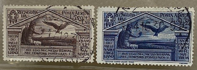 意大利王国 1930 - 使用 Virgilio 2v PA L.7.70 + 1.30 和 L.9 + 2 - Sassone N. A 23/24
