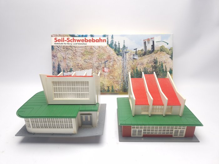 Brawa H0 - 6201 - Model train buildings (2) - Cable car valley and mountain station, for seil-schwebebahn