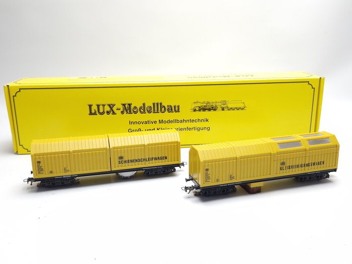 LUX-Modellbau H0 - 9630 - Model train wagon (2) - Rail vacuum cleaner and rail grinding trolley - DB