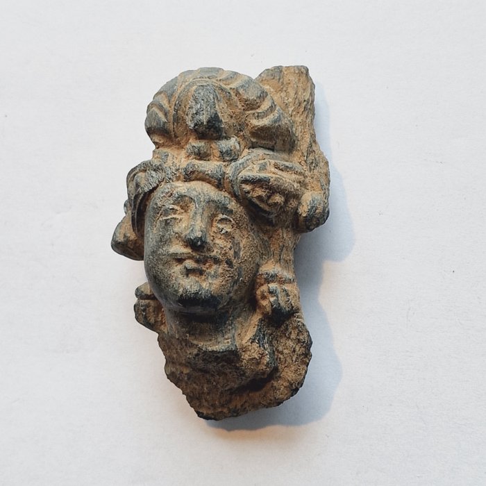 Gandhara Schiste Tête d'une noble dame - Fragment - 75 mm