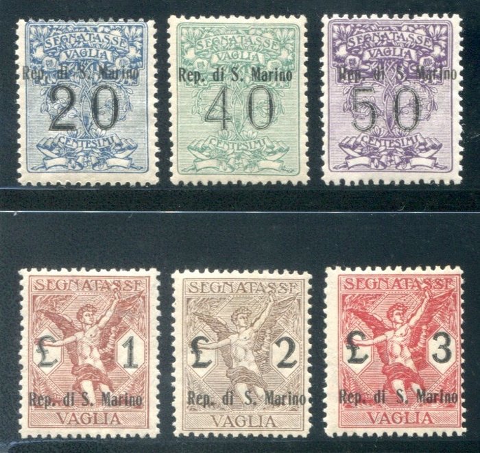 San Marino 1924 - Franqueo adeudado para giros postales serie de 6 valores. - Sassone tv 1-6