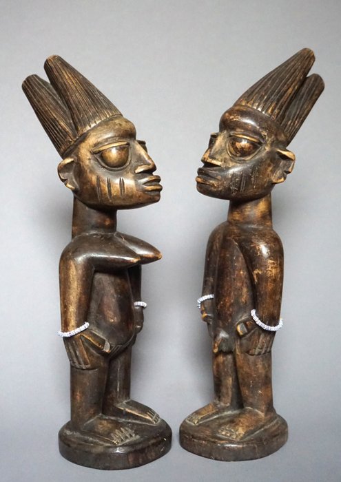 Par de figuras gêmeas "ere ibeji" - Iorubá - década de 1970 - Yoruba - Nigéria