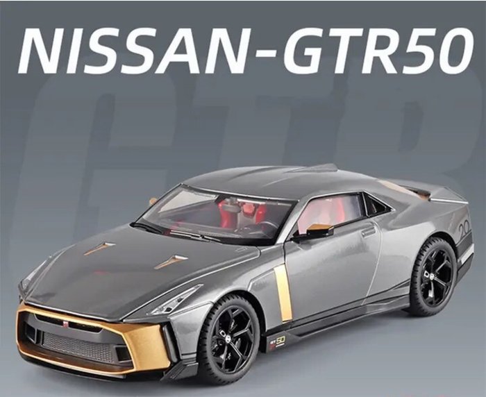Alloy Car Model 1:24 - Modellauto -Nissan GTR50 - Mach das Licht an und rauche
