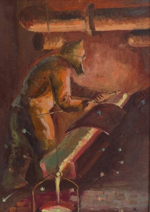Kuzminkov Lel Nikolaevich (1925-?) - Operaio al tornio; Operaio al lavoro