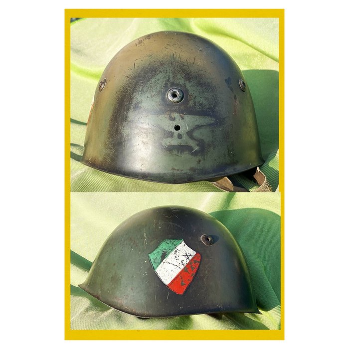 Italië - Militair uniform - RSI-helm in camouflage van de Italiaanse Sociale Republiek