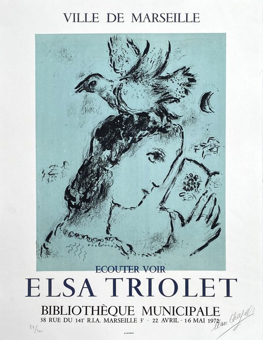 Marc Chagall (1887-1985) - Elsa Triolet - Femme à l'oiseau
