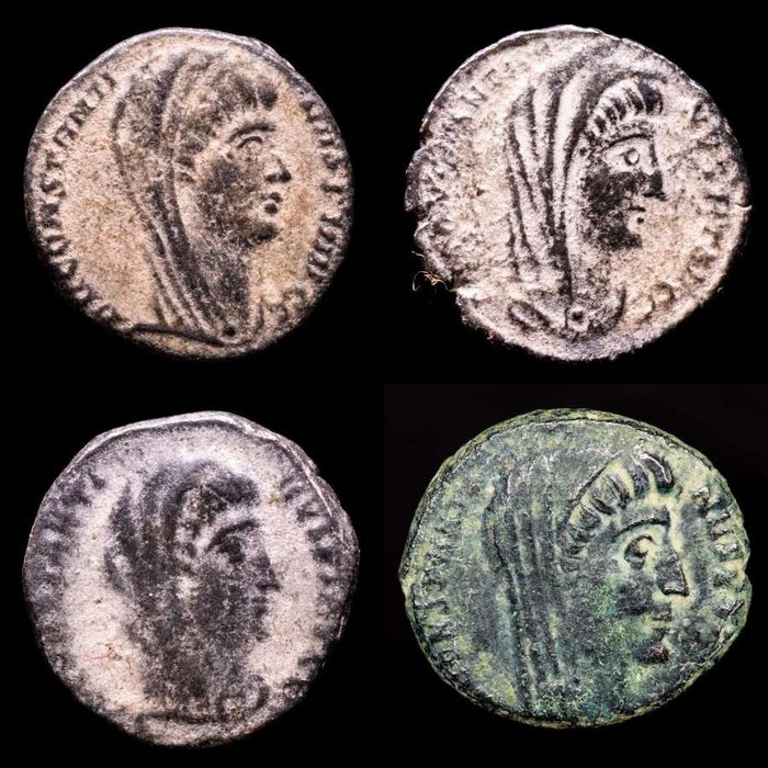 Roman Empire. Divus Constantine I, died 337 A.D.. Lot comprising four (4) half follis