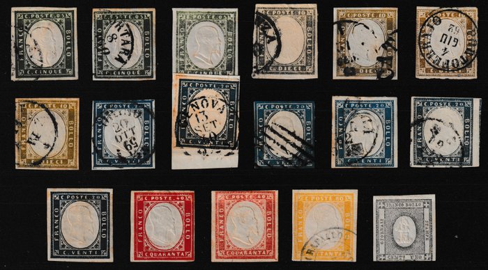 State Italiene Antice - Sardinia  - Lot de timbre IV din Sardinia, semnate si clasificate Ballabio