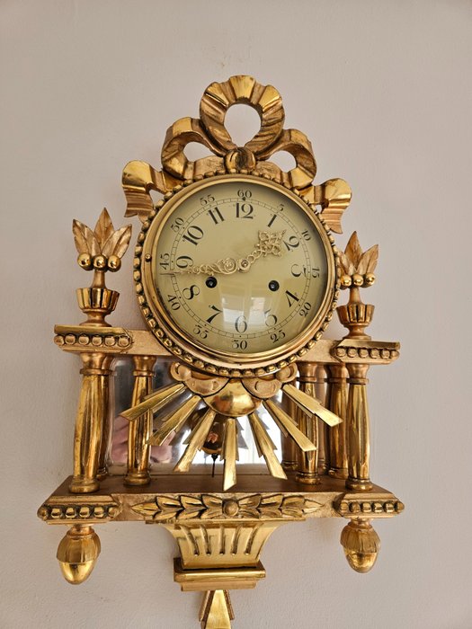 掛鐘 - 卡特爾時鐘 - 上面有鍍金層的木頭 - 1950-1960