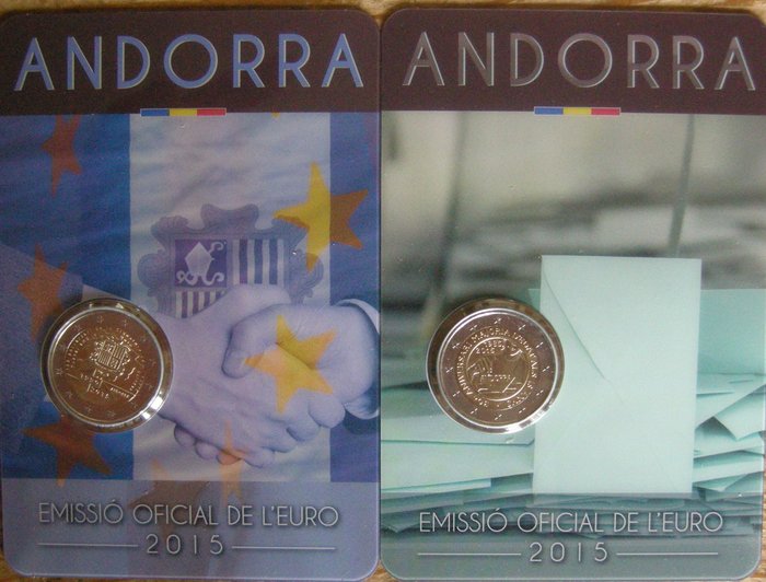 Andorra. 2 Euro 2015 (2 verschillende)  (Ingen reservasjonspris)