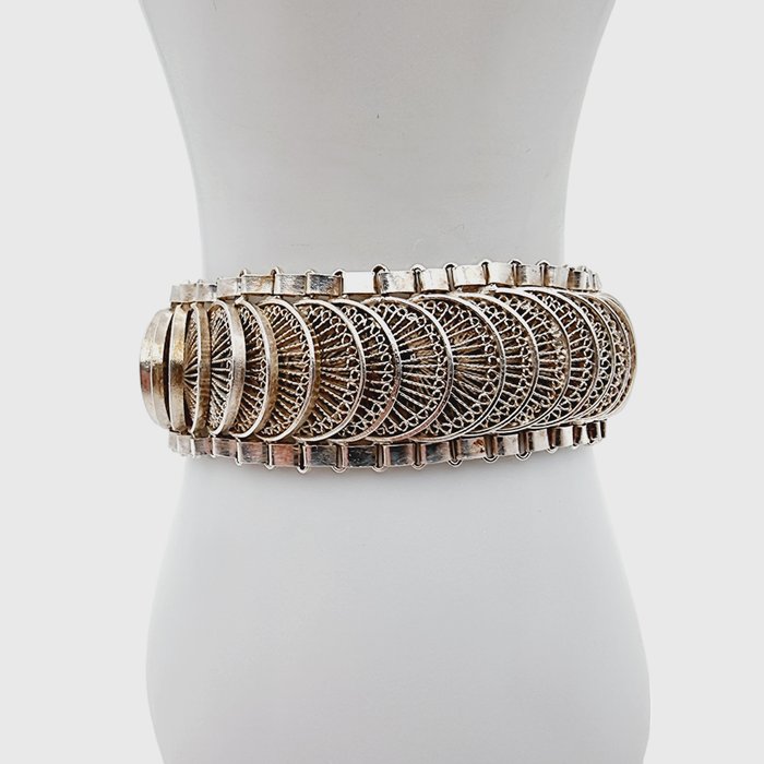 Ohne Mindestpreis - Antique Filigree Snake Bracelet Armband - Silber 